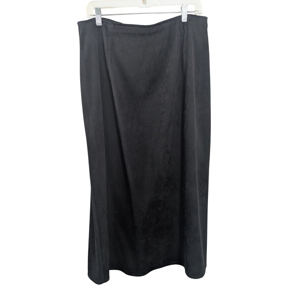 Vintage Tall‎ Girl Black Faux Micro-Suede Maxi Skirt